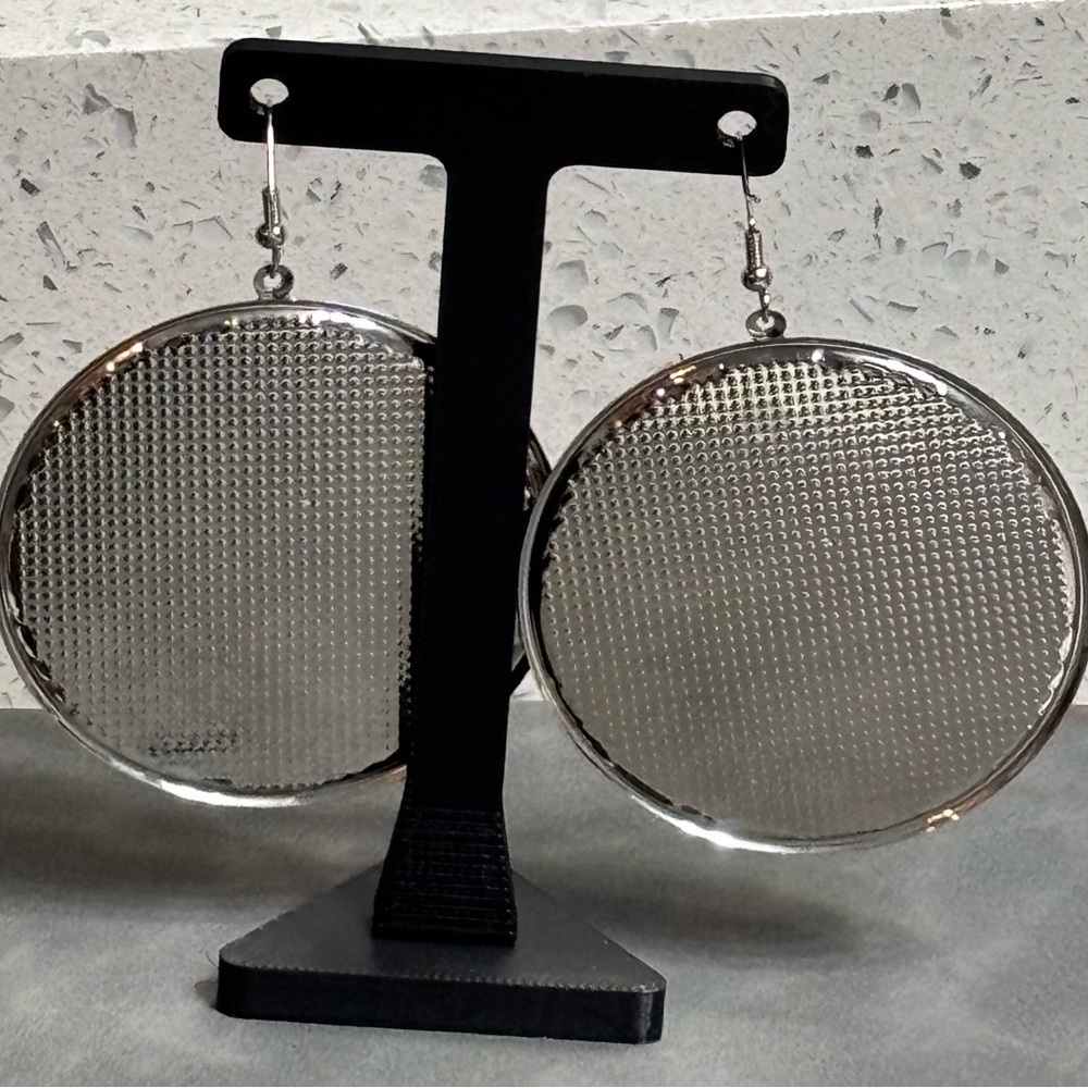 Round Woven Earrings with Silver Accents - Picture 5 of 5